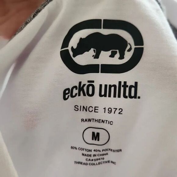 Ecko Unltd. Men's Size Medium White Logo Short Sleeve Shirt - Picture 6 of 7